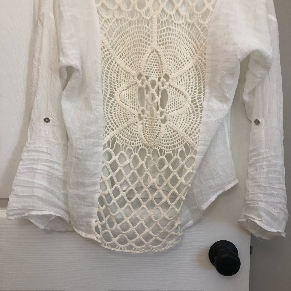 Dylan Crochet Open Back Lightweight Button Down I… - image 7